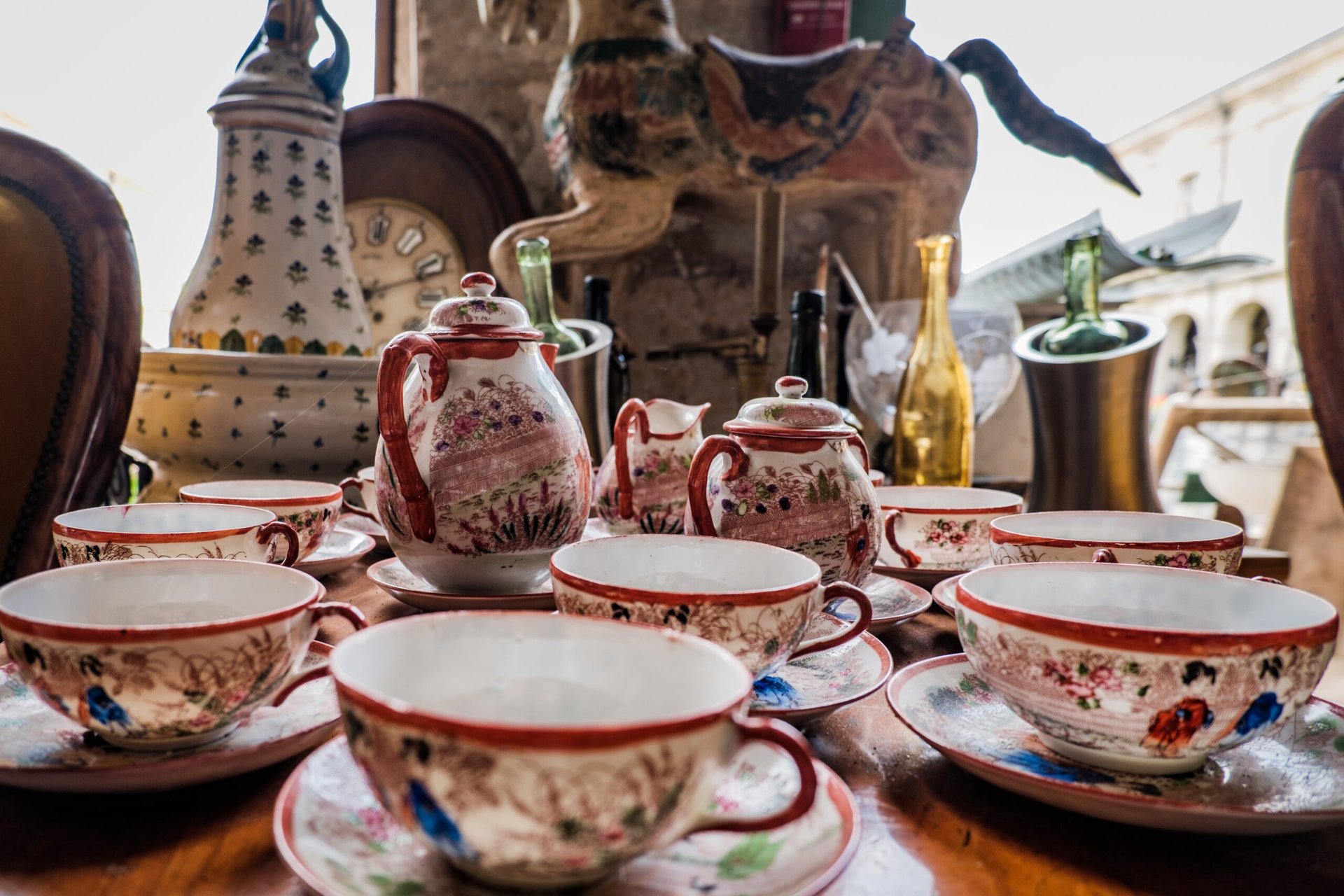 Antique china at secondhand store