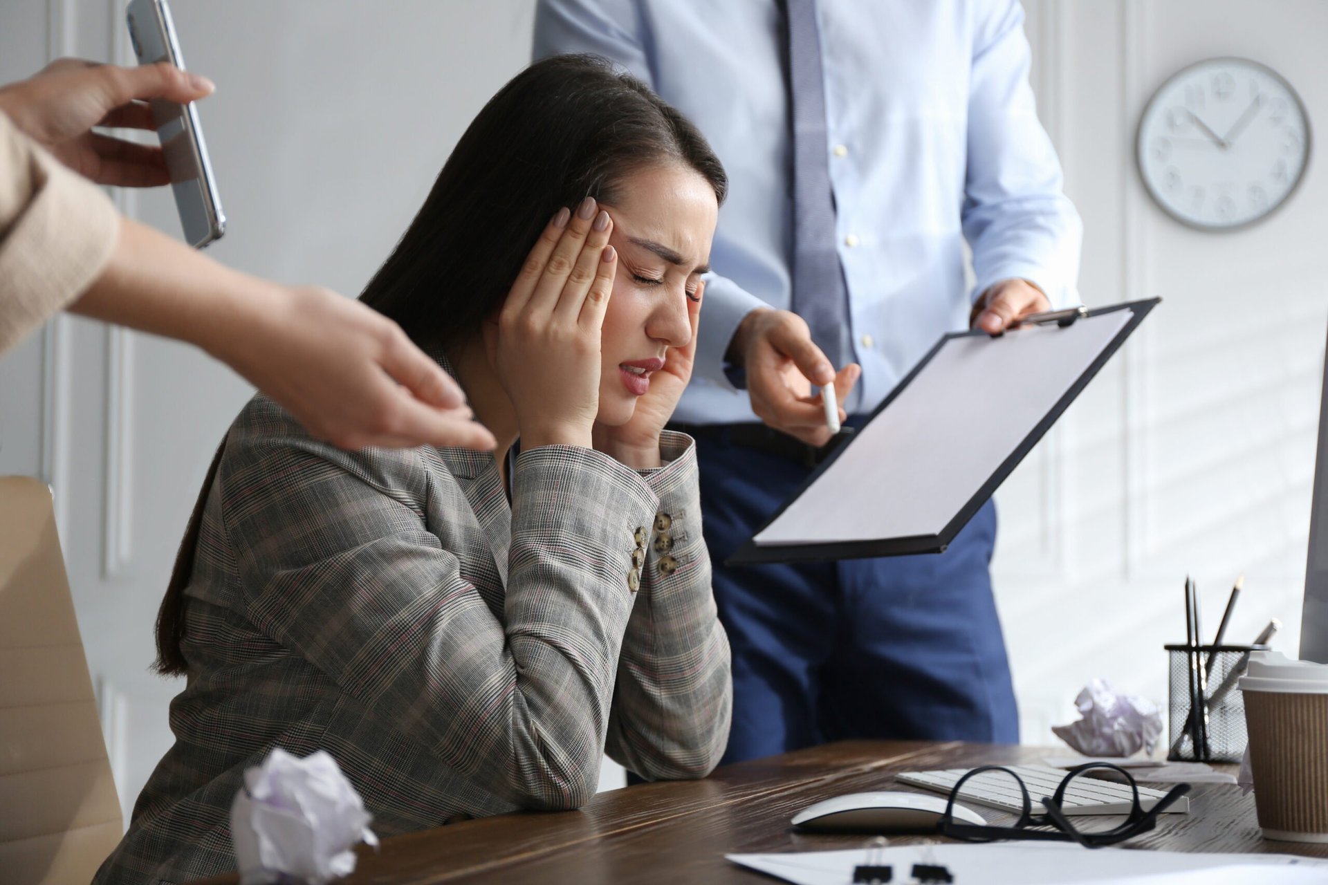 Unhappy worker in an office