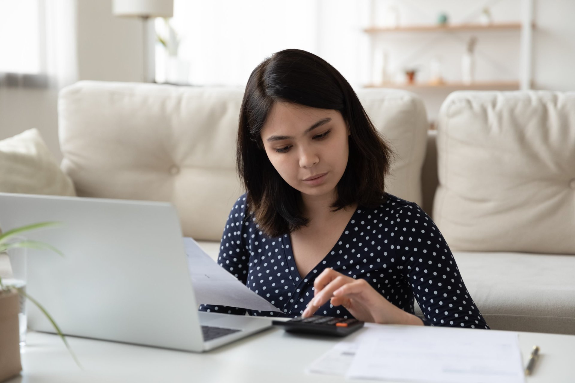 Woman working on taxes