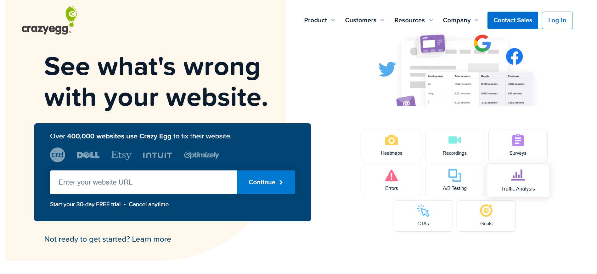 Crazy Egg homepage