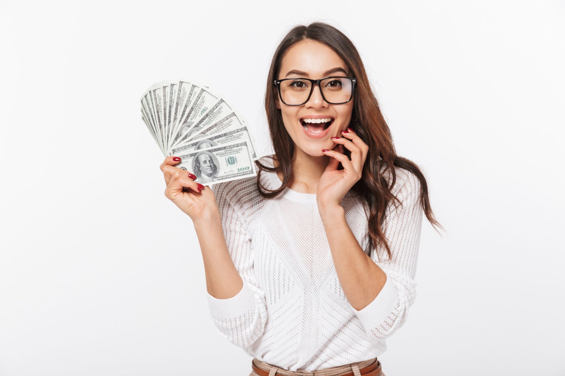 Worker holding money