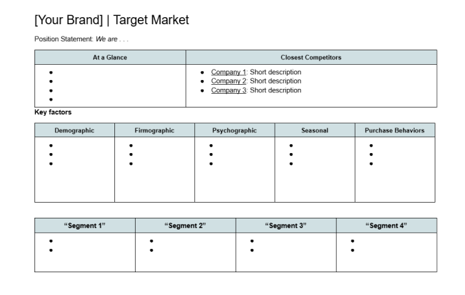 Target market template
