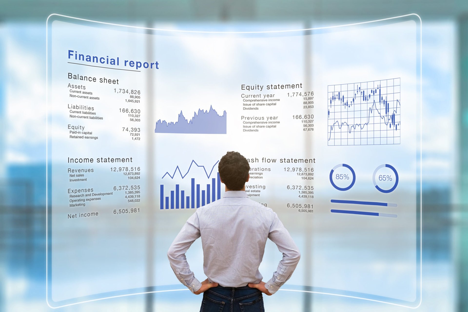 Businessman looking at financial charts