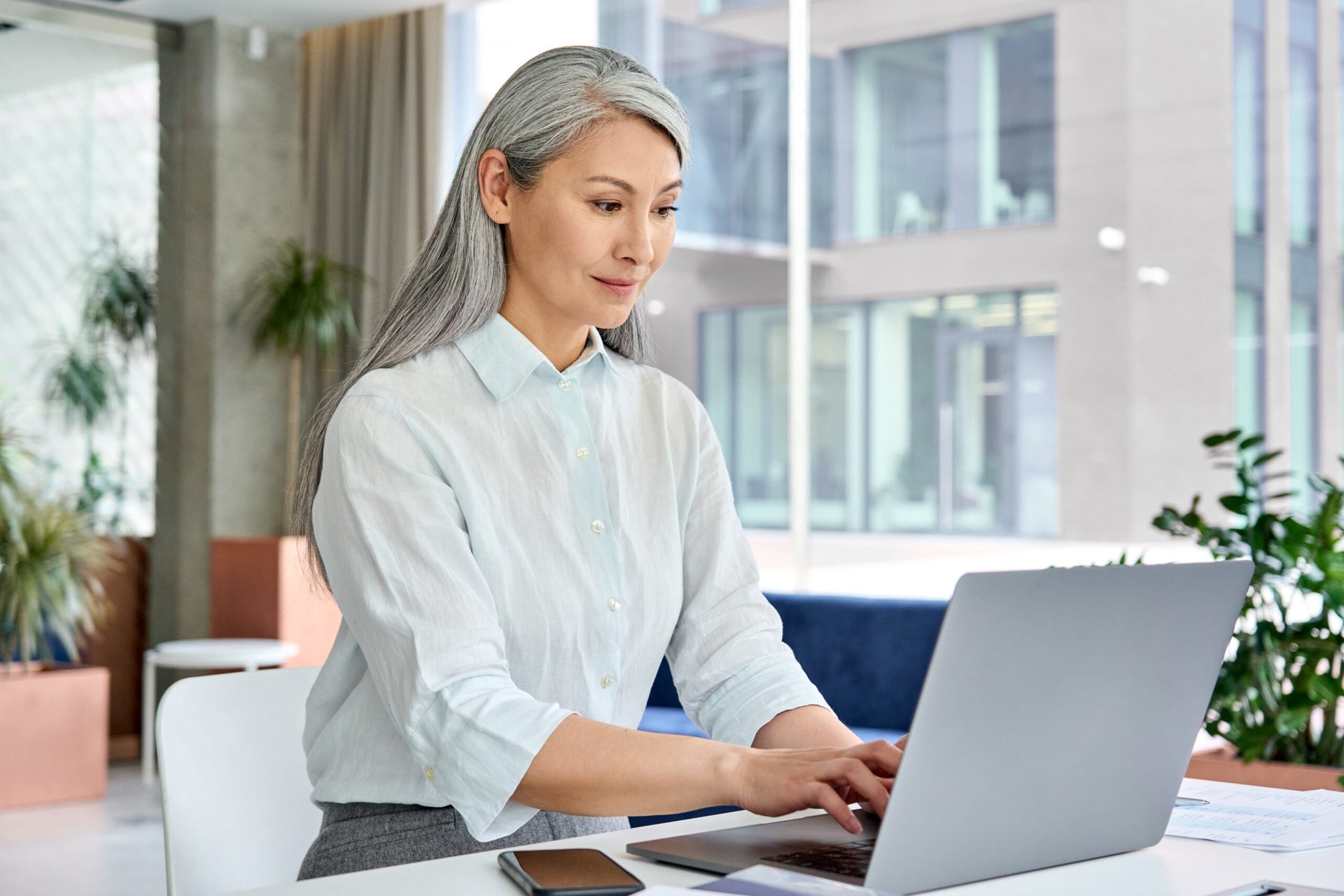 Older woman working