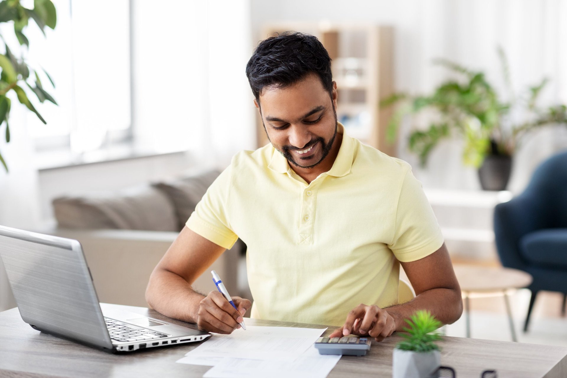 Man filing his taxes