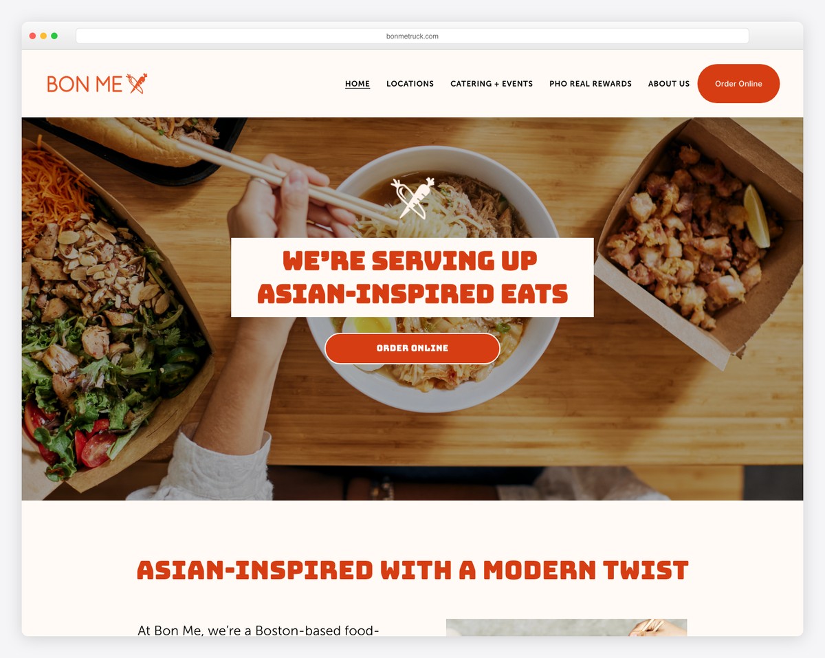 bon me food truck website example